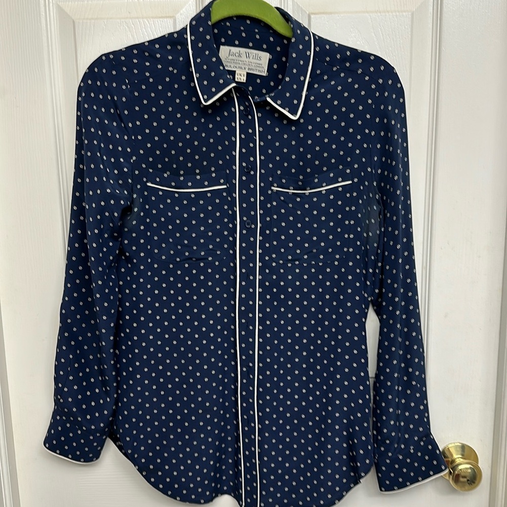 Jack Wills Silk Navy Button Down
